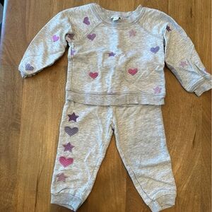 Splendid Gray Baby Sweats Outfit with Pink and Purple Stars